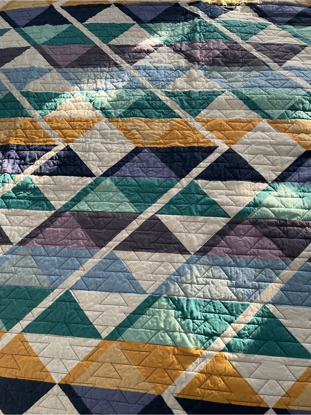 Pendleton Multicolor Geometric Twin Coverlet  Quilt Sham Teal Blue Purple Cream - Picture 4 of 4